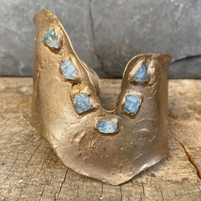 Undertow Cuff - Brass   Aquamarine Trendy Accessory