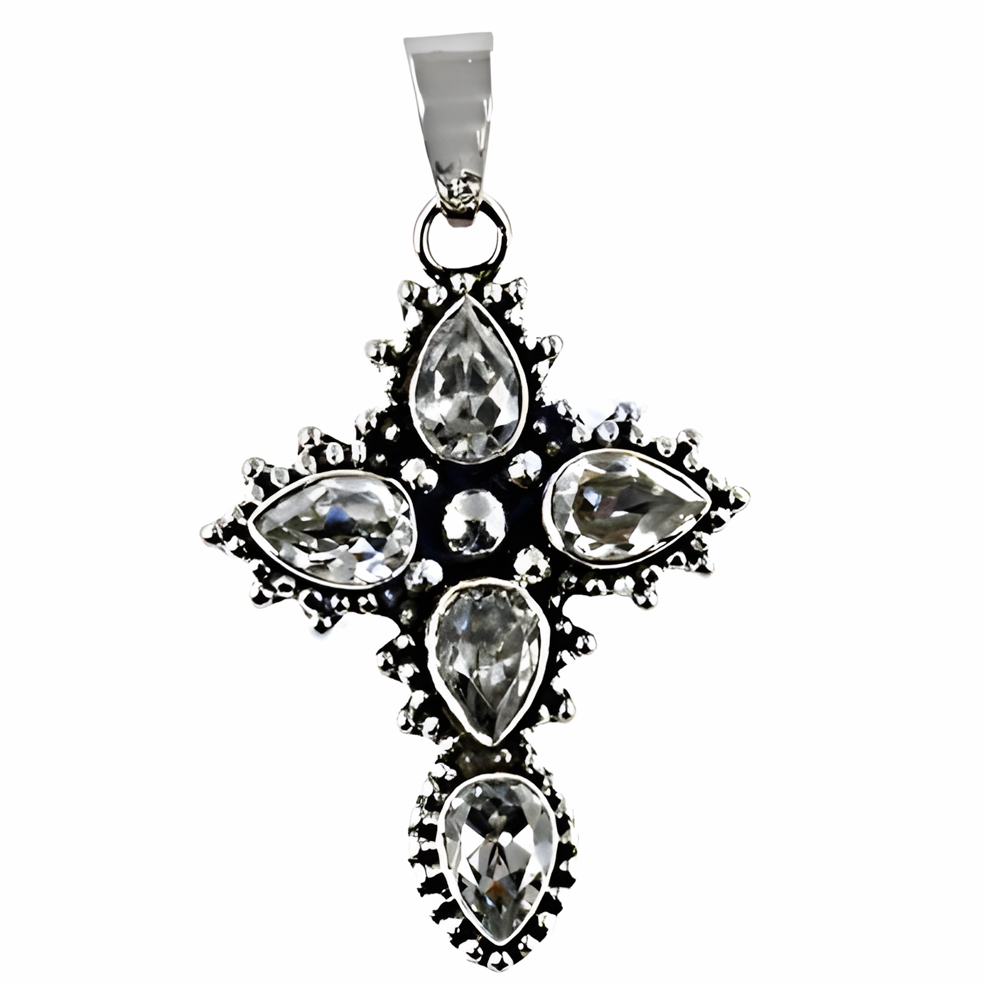 Cool Accessory Custom Gift Wholesale Indian Sterling Silver Jewelry: Ethnic Cubic Zirconia Gemstone Pendants