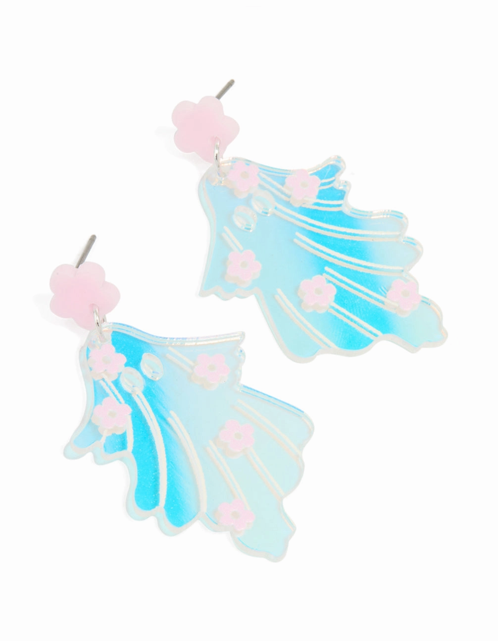 Alluring Design Blue Acrylic Hollow Ghost & Flower Drop Earrings