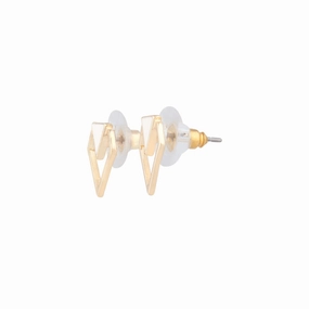 Casual Fit White & Gold Mini Geometric Stud