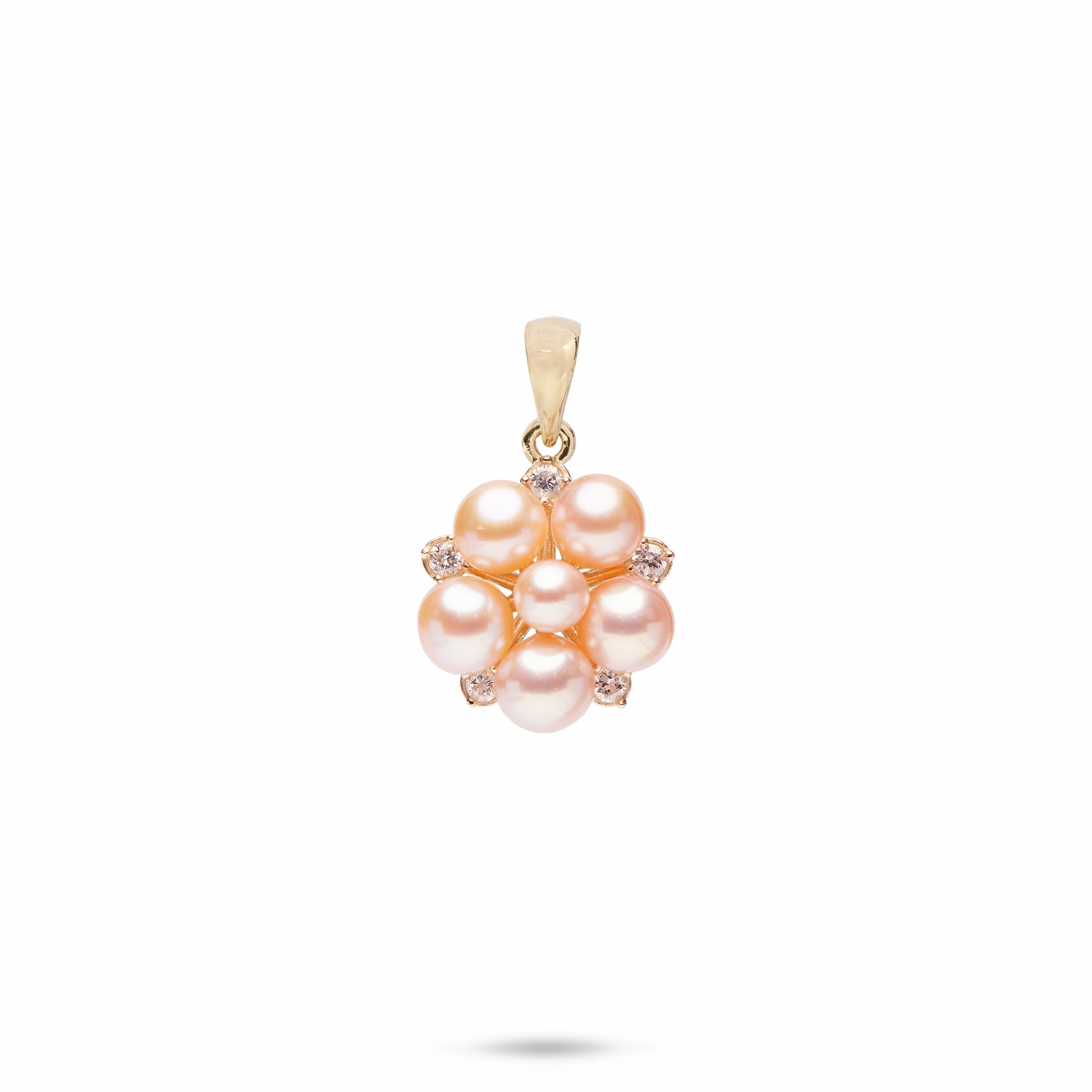 Tiny Bubbles Peach Freshwater Pearl Pendant in Gold with Diamonds Street Style Timeless Adornment
