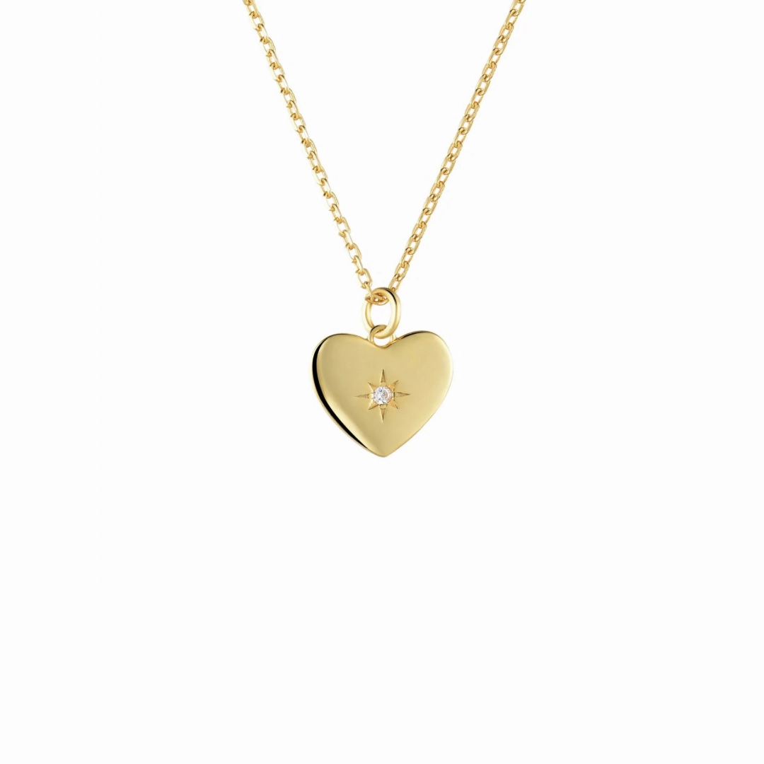Gold Spark Heart Necklace Cool Detail
