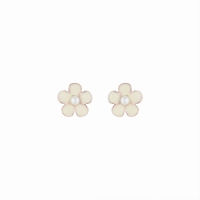 Dressy Mood Flower Daisy White Stud Earrings