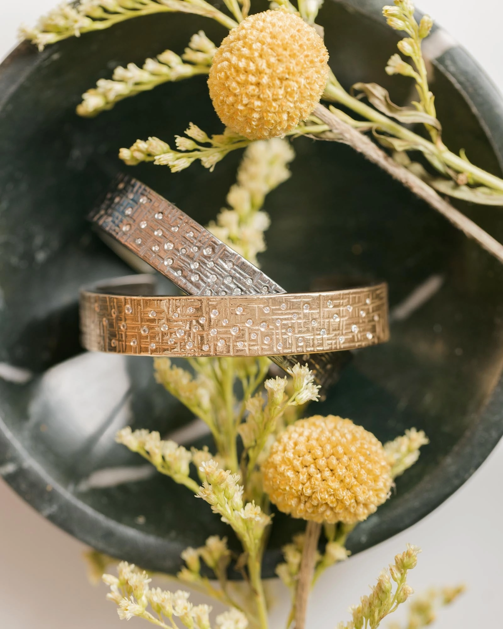 Silver Aspen Squared Cuff - Oxidized Silver   Reclaimed VS Diamonds Shining Piece
