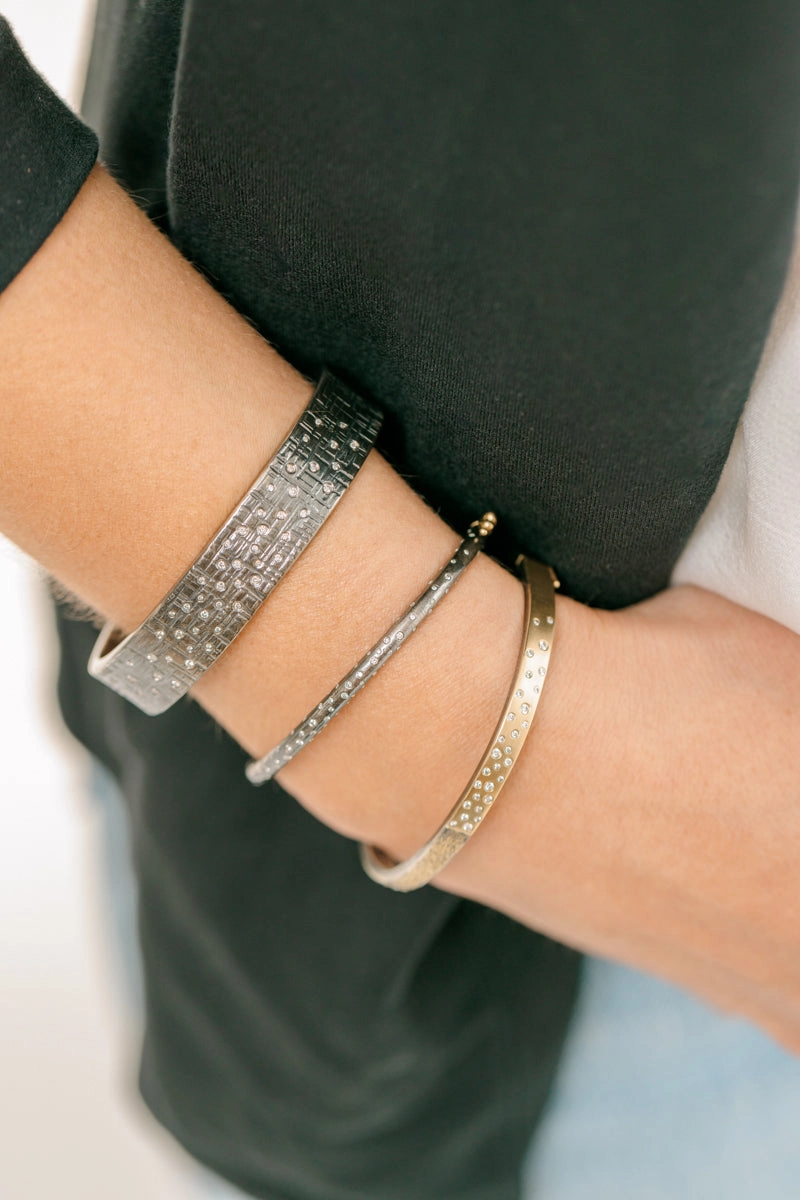 Silver Aspen Squared Cuff - Oxidized Silver   Reclaimed VS Diamonds Artisan Craft