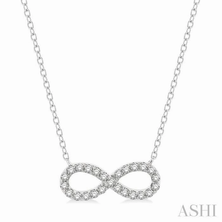 youth choice 1/4 Ctw Round Cut Diamond Infinity Pendant With Chain in 14K White Gold