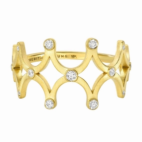 Edgy Mood Trendy Accent Universal Energy Ring - 18k Gold   Diamonds