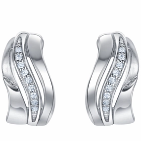 Delicate Selection Sterling Silver Delicate Waves Huggie Hoop Earrings