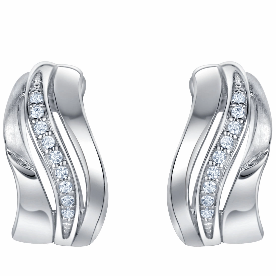 Delicate Selection Sterling Silver Delicate Waves Huggie Hoop Earrings