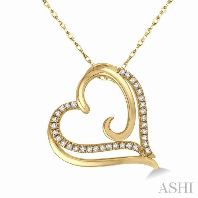 1/10 Ctw Round Cut Diamond Heart Pendant in 10K Yellow Gold with Chain Minimalist Accessory