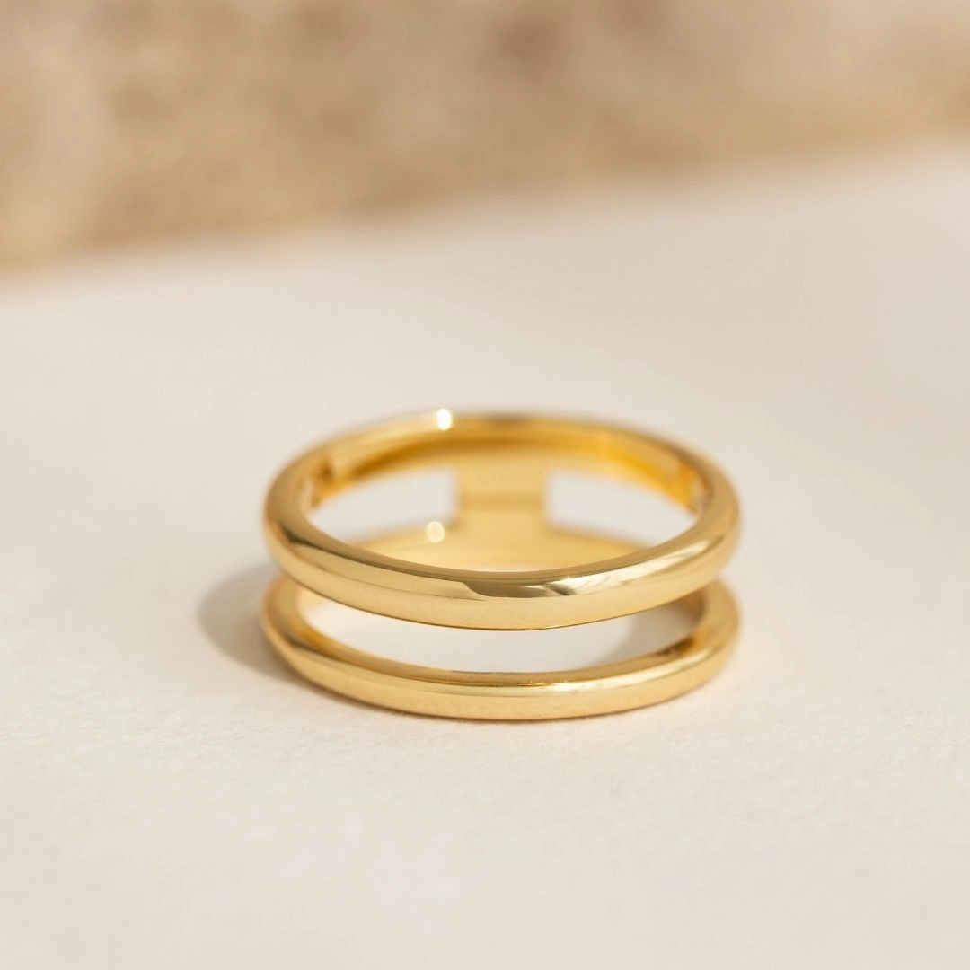 Gold Double Band Ring - Kaija Layering Touch