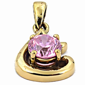 Luxury Pink Cubic Zirconia Heart Pendant - Hot Gemstone Jewelry exquisite design Pure Finish