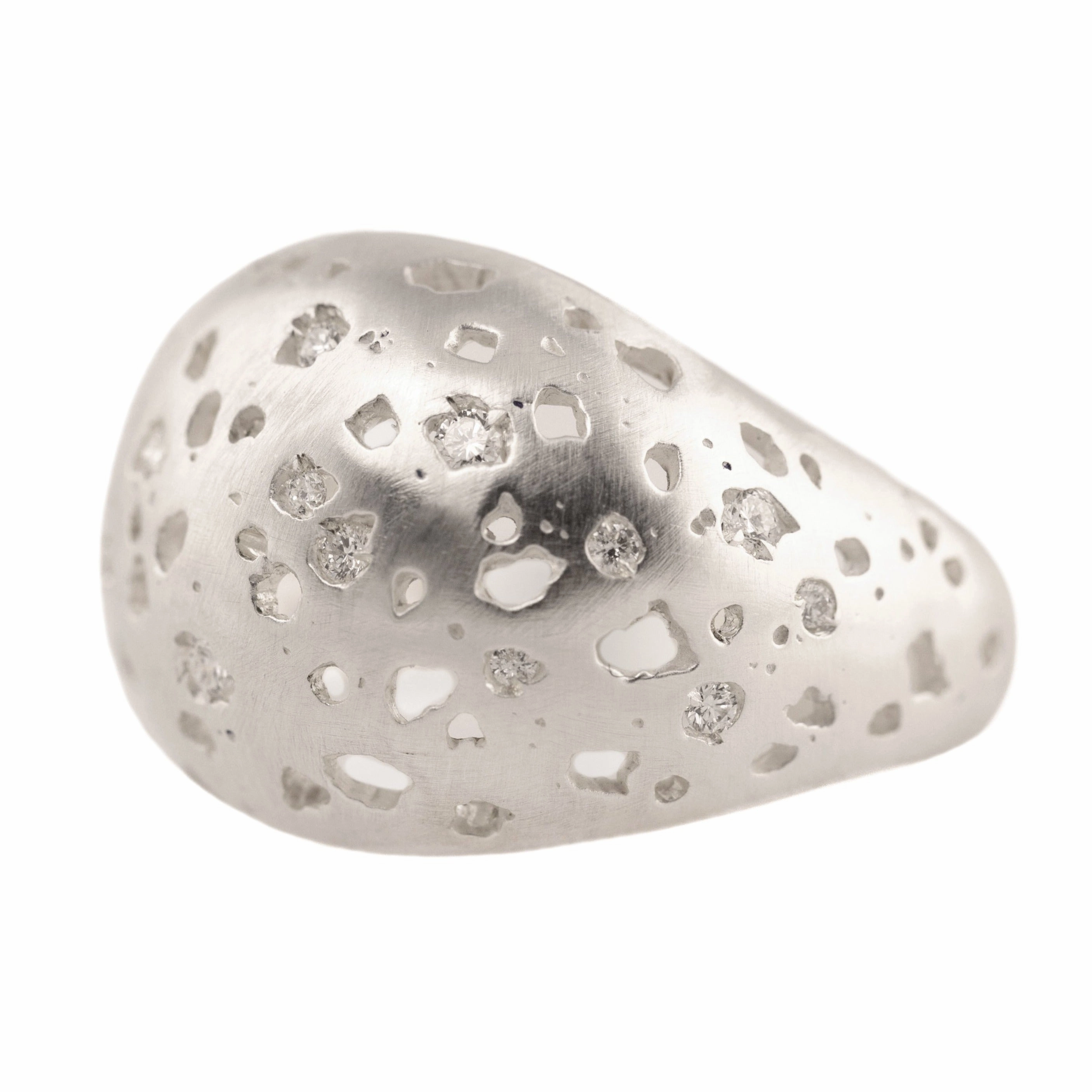 Delicate Edge Custom Jewelry Shadow Dome Band with Diamond - Silver
