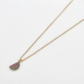 Twisted Adornment One Of A Kind Item Pave Watermelon Gold Necklace