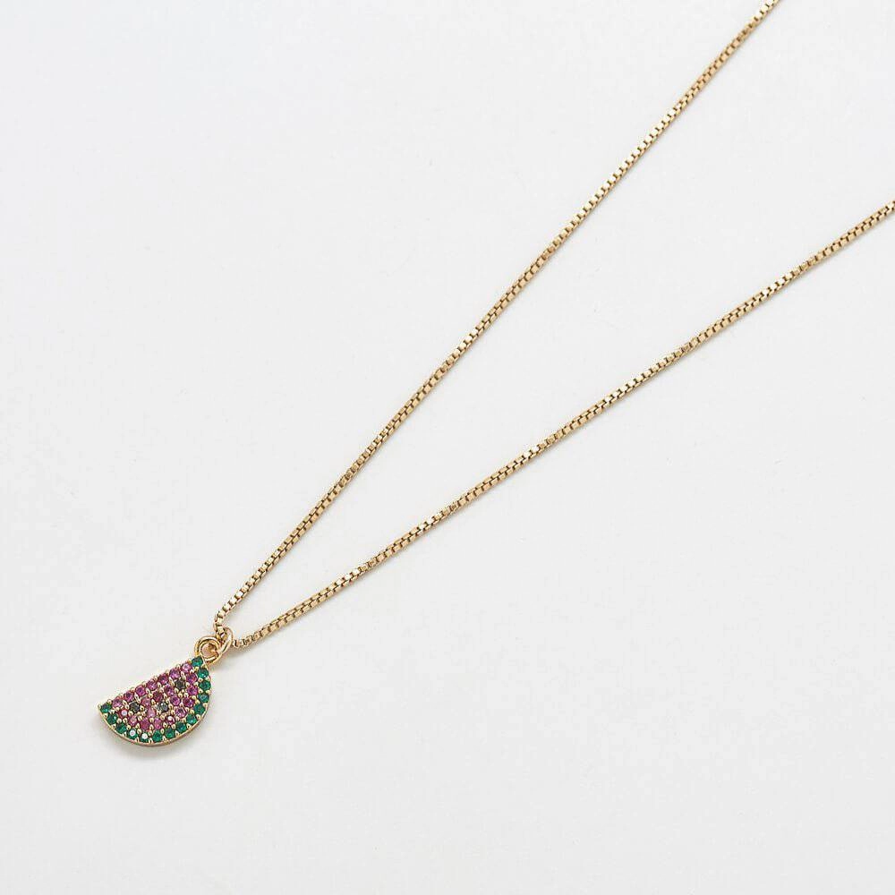 Twisted Adornment One Of A Kind Item Pave Watermelon Gold Necklace