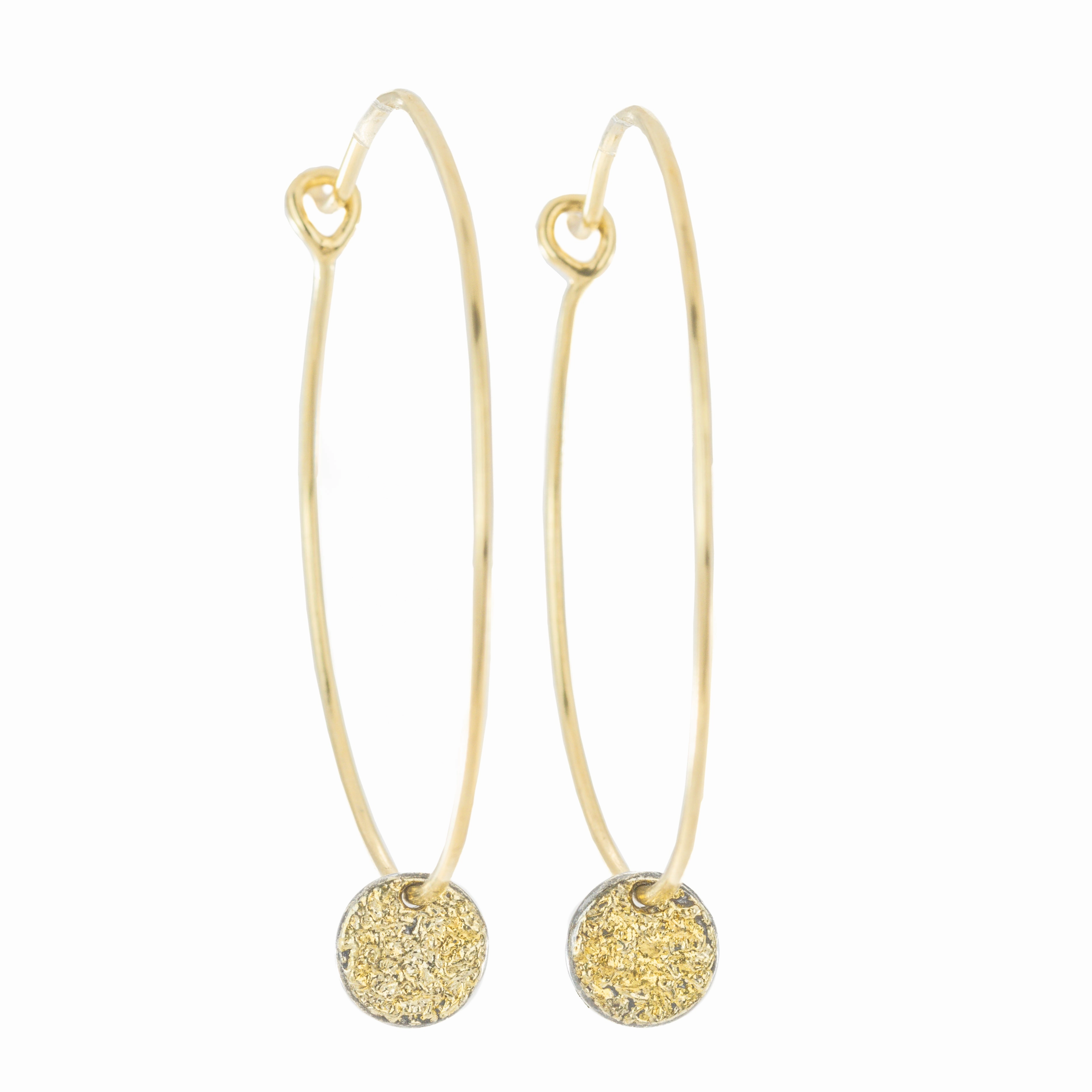 Easy Breezy Hoops with Dusted Discs, Medium - 22k/18k Gold, Oxidized Silver Bold Touch Daily Style