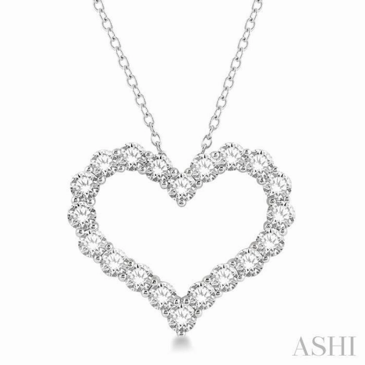 4 Ctw Heart Shape Round Cut Diamond Pendant With Chain in 14K White Gold Unisex accessory