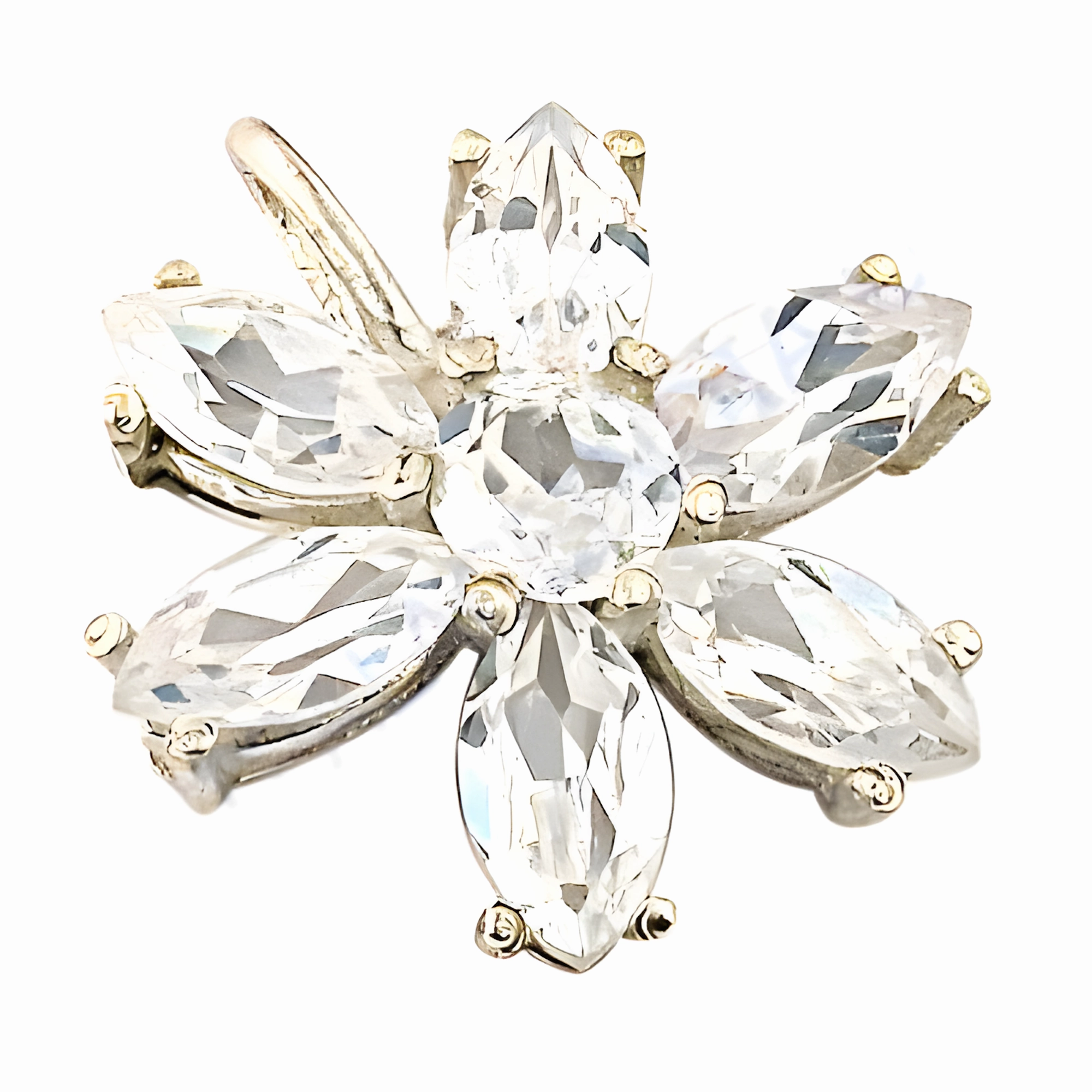 Classic Flower Style Cubic Zirconia Silver Pendant - Elegant CZ Gemstone Jewelry Urban Fashion Crystal Piece