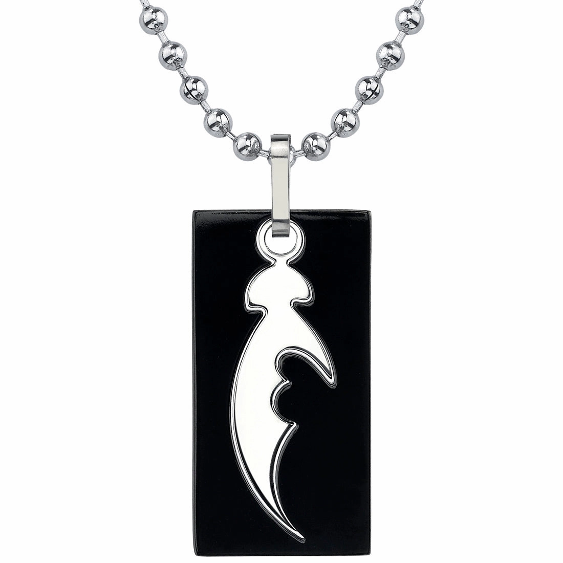 Adventure Style Titanium Cutout Dog Tag Tribal Blade Pattern Pendant