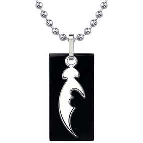 Adventure Style Titanium Cutout Dog Tag Tribal Blade Pattern Pendant