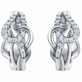 Round Item Glossy Item Sterling Silver Knotted Swirl Huggie Hoop Earrings