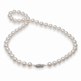 Party Style 18-19" Akoya White Pearl Strand with White Gold Clasp - 8-8.5mm