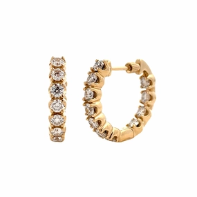 14ky Diamond Inside Out Hoop Earrings Heart-Shaped Jewelry