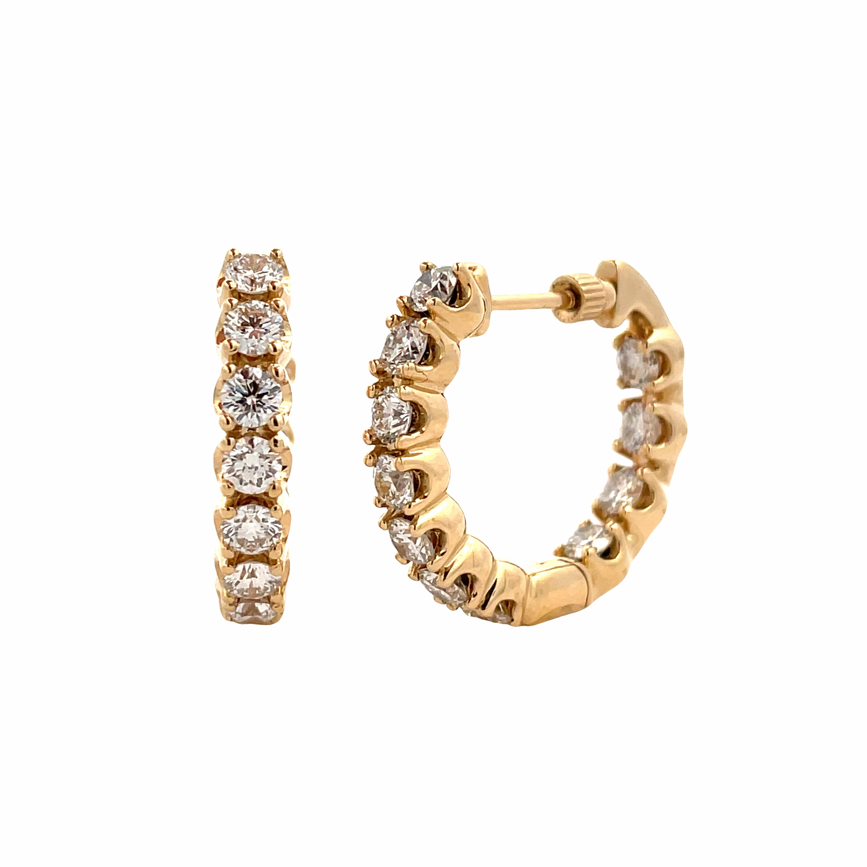 14ky Diamond Inside Out Hoop Earrings Heart-Shaped Jewelry