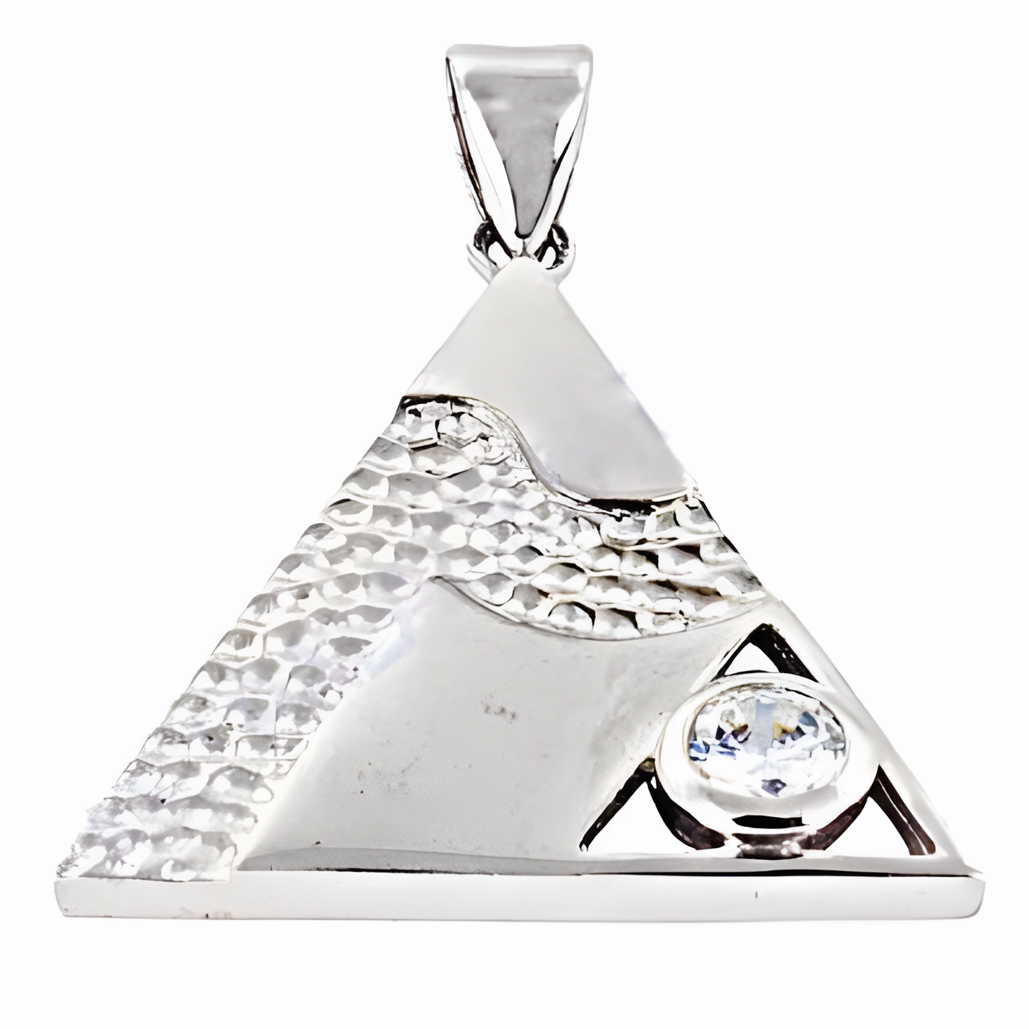 Pretty Present Exclusive Accessory 925 Silver Triangle CZ Pendant - Fashion Accessories with Cubic Zirconia Gemstone