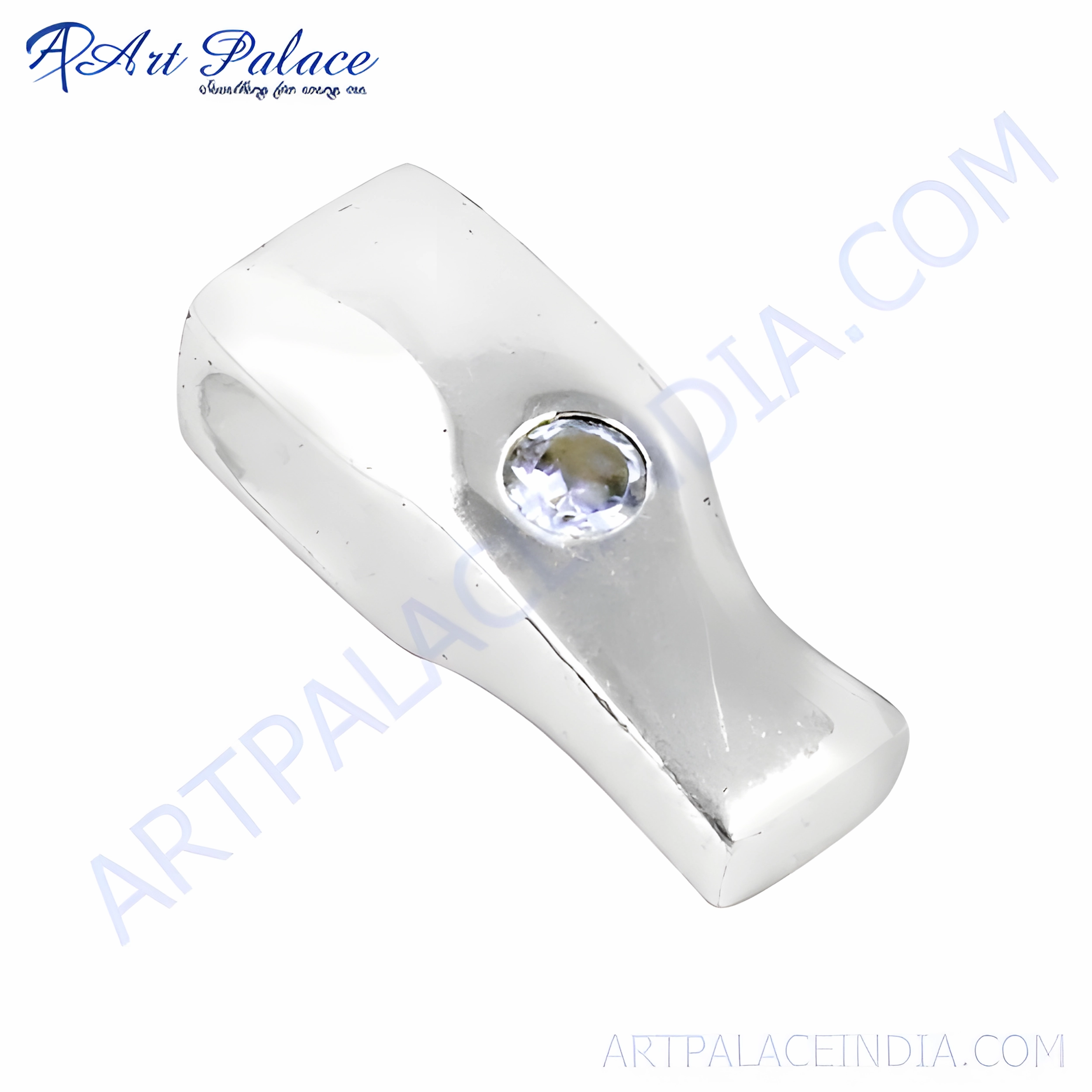 Polished Gift Elegant Silver Pendant with Cubic Zirconia - Classy Jewelry