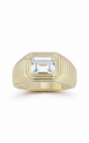 Distinct Feature Travel Friendly Vintage CZ Ribbed Ring
