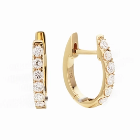 Polished Essential 18ky Small Oval Hoop Diamond Earrings