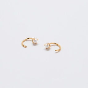 Pearl Gold Open Hoop Earrings Holiday Adornment