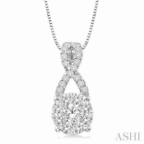 1/4 Ctw Lovebright Round Cut Diamond Pendant in 14K White Gold with Chain City Look