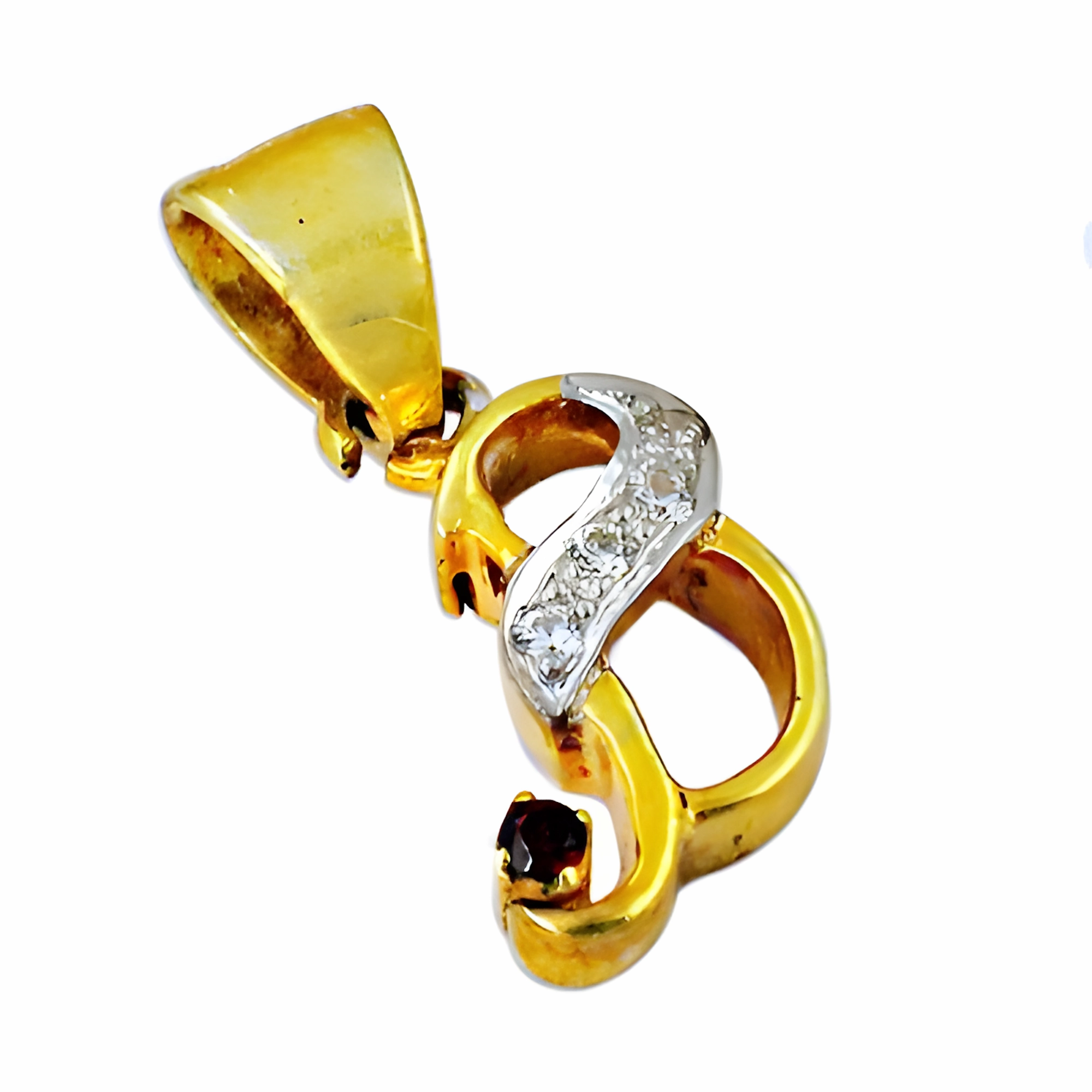 Elegant CZ Garnet Gold Plated Silver Pendant - Fashion Accessories Open Air Vintage Edge