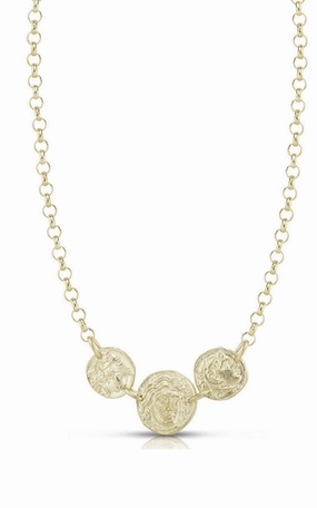 Vintage Triple Coin Statement Necklace Classic Outfit All Occasion