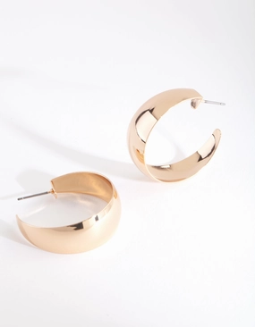 Gold Simple Wide Hoop Earrings Gifting Moment