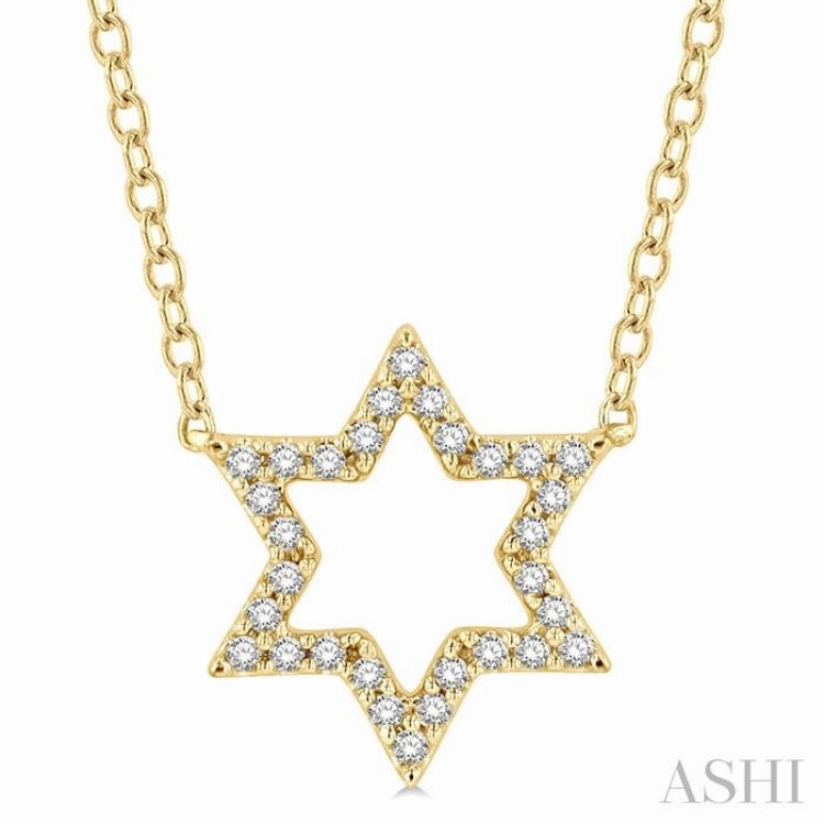 1/10 Ctw Star of David Petite Round Cut Diamond Fashion Pendant With Chain in 10K Yellow Gold Simple Item