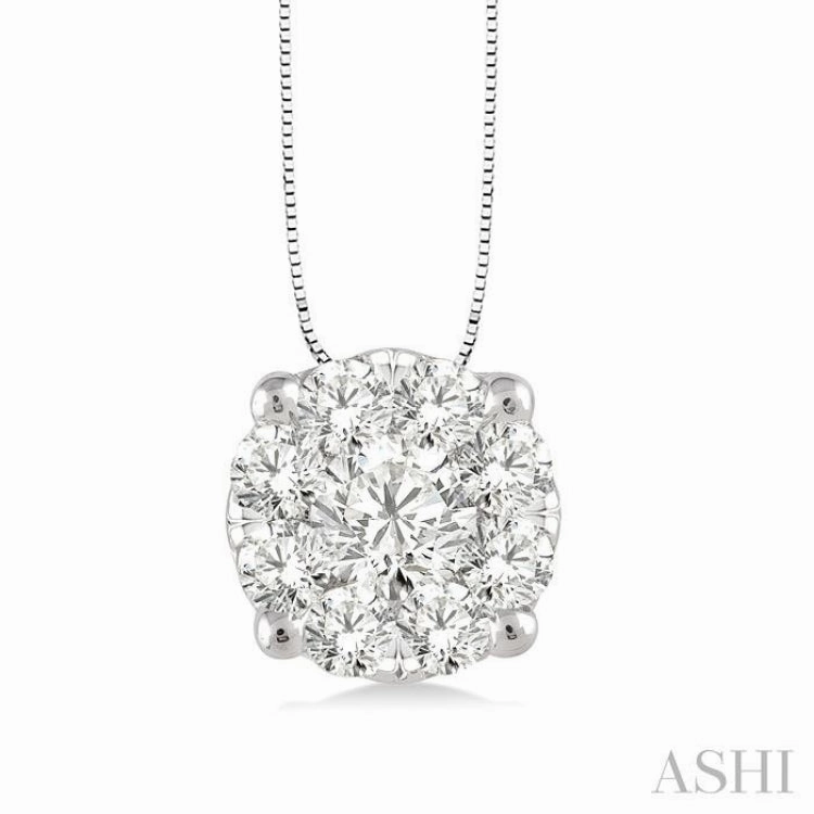 1/3 Ctw Lovebright Round Cut Diamond Pendant in 14K White Gold with Chain Elegant Highlight