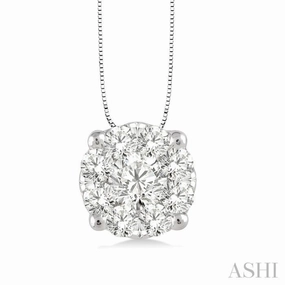 1/3 Ctw Lovebright Round Cut Diamond Pendant in 14K White Gold with Chain Elegant Highlight