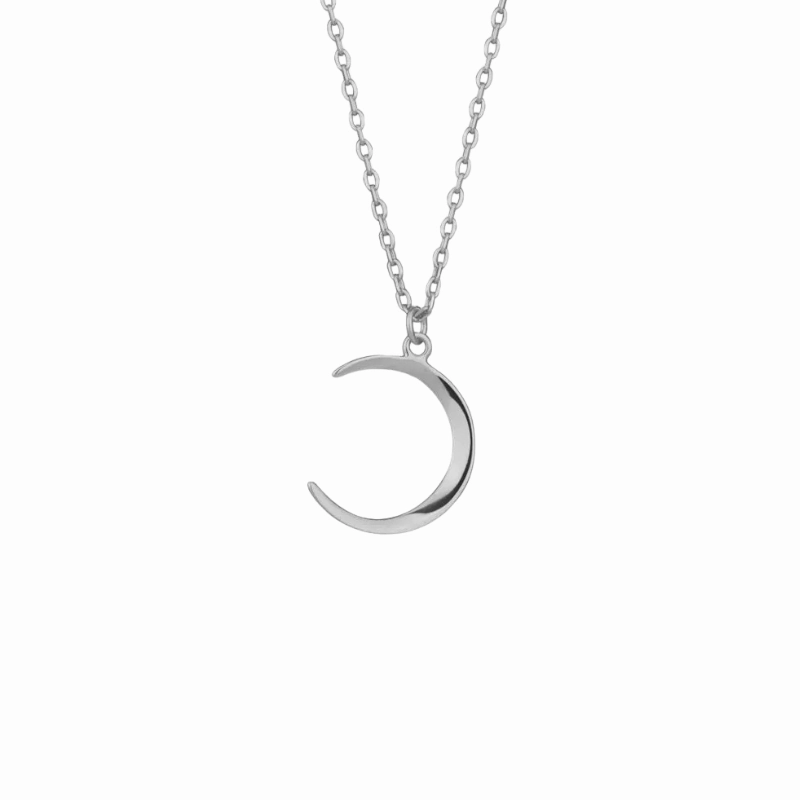 For Him Skinny Moon Silver Necklace