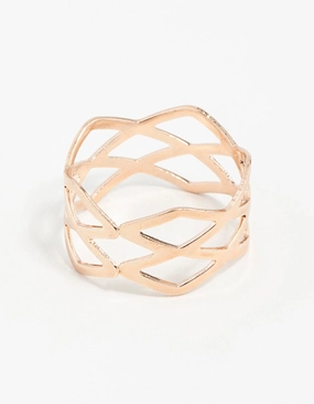 Rose Gold Multi Cross Over Ring Captivating Style