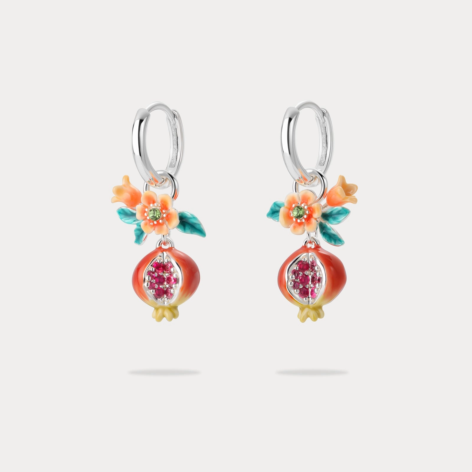 Muted Mood Gifting Vibes Sliver Pomegranate Flower Earrings