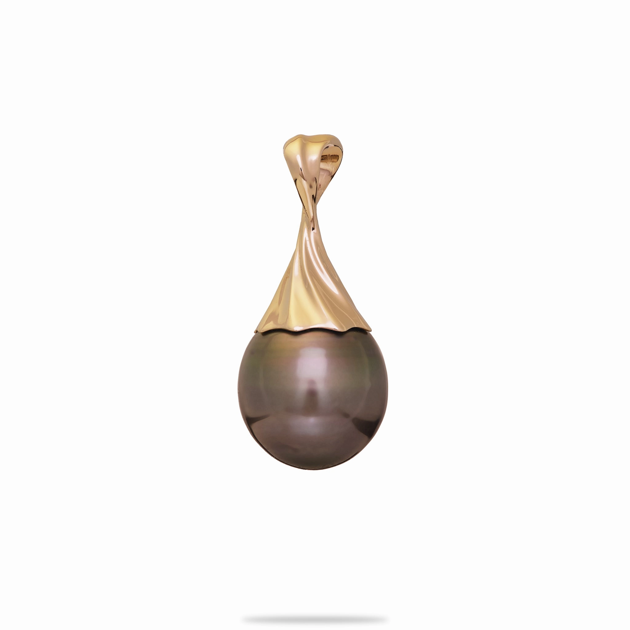 youth choice High-End Piece Waterfall Circle Tahitian Black Pearl Pendant in Gold - 12-14mm