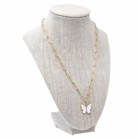 Polished Glow Fashion Elegance White Butterfly Necklace