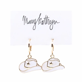 Style Pop Charming Gems White Cowboy Hat Huggies