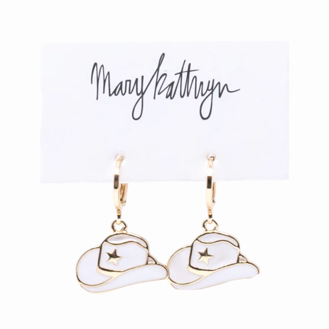 Style Pop Charming Gems White Cowboy Hat Huggies