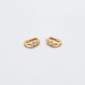 White CZ Square Huggie Earrings Lightweight Style Circular Item