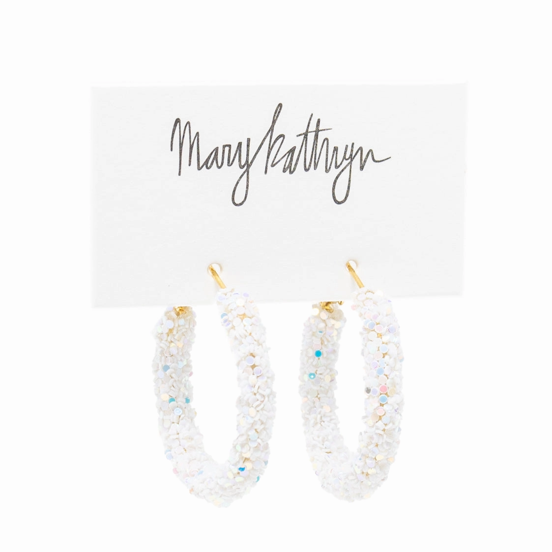 Radiant Detail White Glitter Hoops