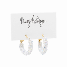 White Glitter Hoops Chic Gift